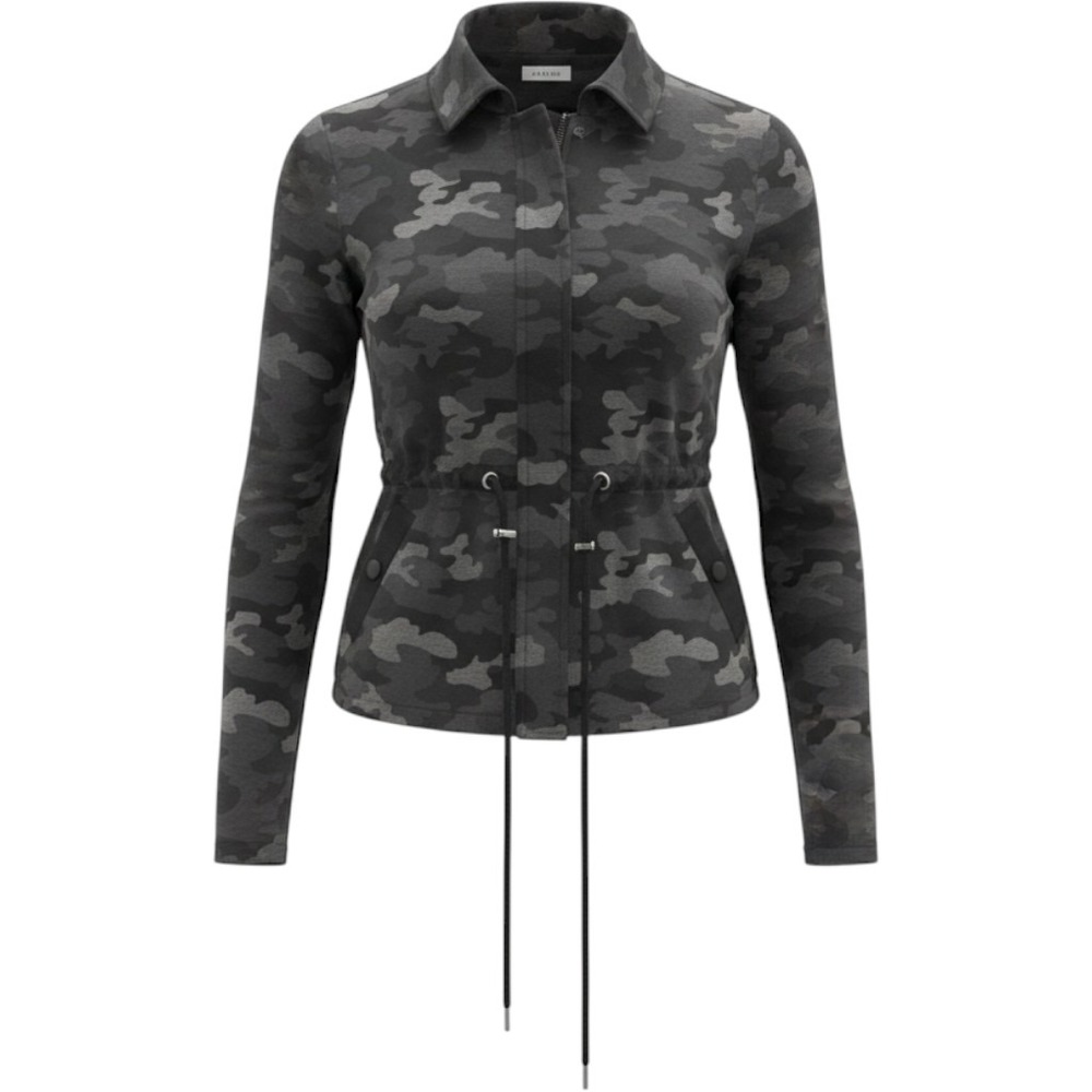 Cabi Camo Utility Jacket Grey Black Full Zip Drawstring Waist 3911 Medium